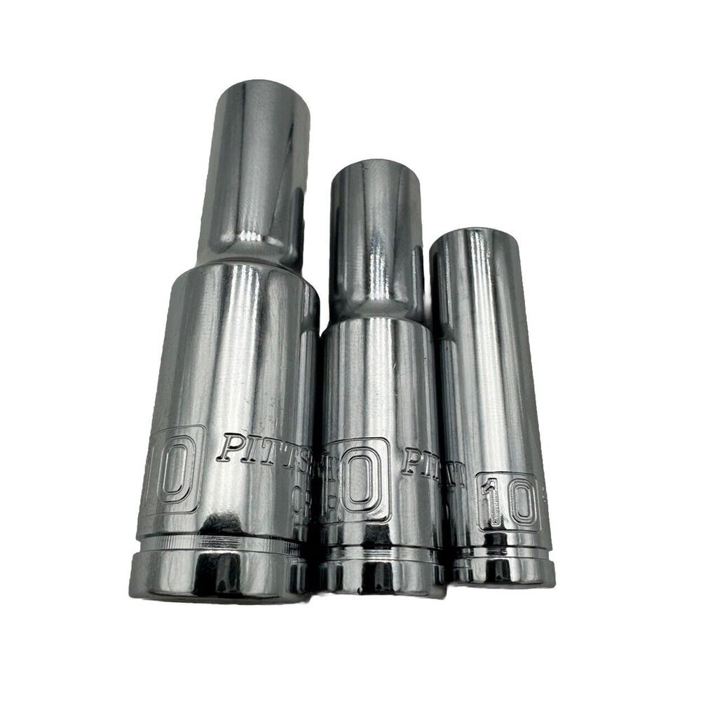 Pittsburgh Pro 1/4 3/8 And 1/2 Drive Metric Deep Sockets 3 SOCKETS 10mm 10 Mm